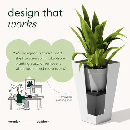 Veradek Pure Series Taper Planter - Tall Tapered Outdoor Planter with Shelf - color: White, size: 26 inch - 2 pack