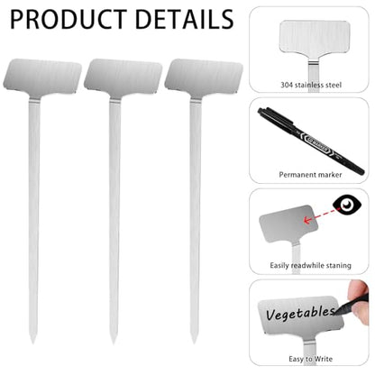 304 Stainless Steel Plant Label, 10 Waterproof Metal Plant Label Stakes and Marker Pen, 7.87" Garden Markers for Outdoor Indoor Plants Identification. - size: 7.87inch
