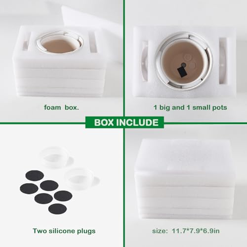 Docrin Ceramic Plant Pots Indoor, 6.6 + 5.5 Inch Planters with Drainage Holes and Saucer for Home/Office - Set of 2 /White - color: Creamy-white