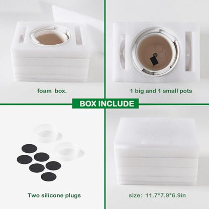 Docrin Ceramic Plant Pots Indoor, 6.6 + 5.5 Inch Planters with Drainage Holes and Saucer for Home/Office - Set of 2 /White - color: Creamy-white