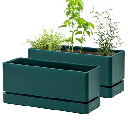 D'vine Dev 2-Pack Rectangular Planters, 12 x 4.5 in, Green, 76-X-C-2 - color: Green