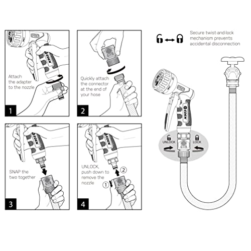 Eden PRO Metal 6-Pattern Hose Nozzle: Front Trigger, Cyclonic Turbo Spray - style: Front Trigger