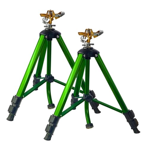 LIULO TOOL Impact Sprinkler on Tripod Base, 2 Pack Tripod Sprinklers with Head, 360 Degree Large Area Irrigation with Extension Legs Flip Locks, Heavy Duty 3/4" Connector for Lawn Yard Garden - size: 2 Pack