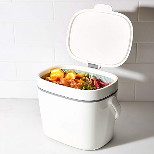 OXO Good Grips Easy-Clean Compost Bin, White, 1.75 Gal/6.62 L - color: White, size: 1.75 Gallon