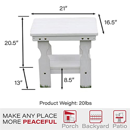 Amish Casual Heavy Duty Outdoor Wood End Table in Semi-Solid White Stain - Quality Crafted in The USA from Treated Pine by Amish Artisans - color: Semi-solid White Stain