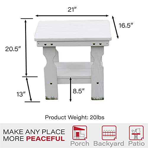 Amish Casual Heavy Duty Outdoor Wood End Table in Semi-Solid White Stain - Quality Crafted in The USA from Treated Pine by Amish Artisans - color: Semi-solid White Stain