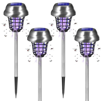 2026 Solar Bug Zapper Outdoor Waterproof Mosquito Repellent Outdoor Patio Mosquito Trap & Killer for Backyard, Garden, Farm, Solar Powered Fly Zapper for Small Flying Insect, Gnats, Flies, Moths(4)