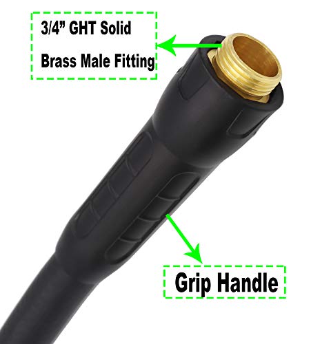 Hybrid Lead In Garden Hose 5/8 IN. x 6 FT, Heavy Duty, Lightweight, Flexible with Rotatable Grip Handle and Solid Brass Fittings - size: 6 FT