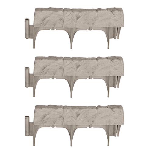 Suncast Interlocking Border Edging - Stone -Like Poly Construction for Garden, Lawn, and Landscape Edging - Water Resistant Border for Containing Trees, Flower Beds and Walkways - Light Taupe, 30 - color: Tan