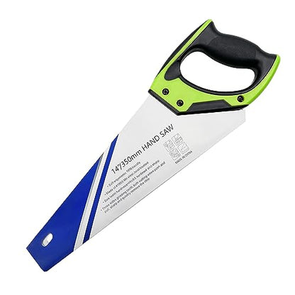 14 Inch Wood Hand Saw, 11 TPI Universal Handsaw Non-slip Ergonomic Handle Rustproof Wood Saw - color: 14 Inch Green