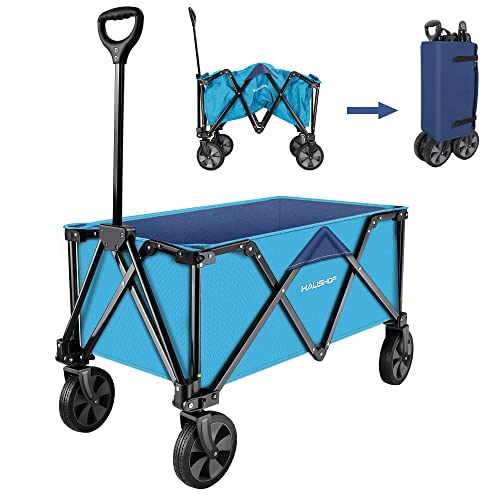 HAUSHOF Collapsible Outdoor Utility Wagon, 176 lb Load Capacity, Blue - color: Blue