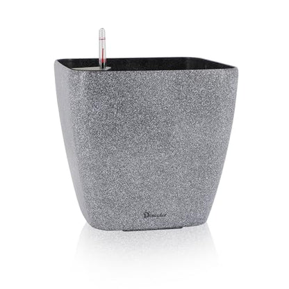 Dexceder 15x14 Self Watering Planter with Wheels (Stone Matte) - color: Stone, size: 15x14