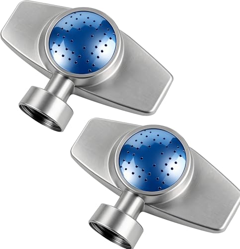 360 Degree Metal Spot Sprinkler 2 Pack, Outdoor Garden Watering Sprinklers for Yard Small Areas Lawn with Gentle Water Flow, Coverage Up to 30FT - color: Blue