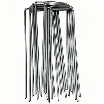 12 Pack Garden Stakes, U-Shaped Tent Stakes, Galvanized Landscape Staples, Ground Stakes, for Landscaping Securing Weed Barrier Fabric, Irrigation Tubing, Holding Fence, Tarpaulin - size: 12pcs