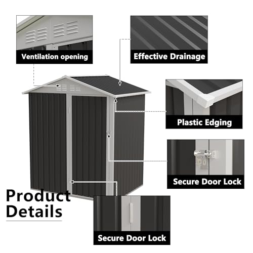 Patio Storage Outdoor Storage Shed - color: Grey - 64.60 X 19.90 X 4.30 Inch