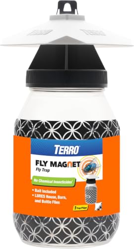 TERRO T380 Outdoor Reusable Fly Magnet Fly Trap - Poison Free Trap with Bait,(Pack of 6) - size: 6 Pack