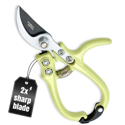 Modern Sprout Bypass Hand Pruners - Scissors - Gardening Tools - Chartreuse - color: Chartreuse