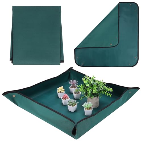 LIOOBO Repotting Mat for Indoor Plants 29.52 X 29.52 X 0.39 in Foldable Plant Mat with Non-Slip Bottom Potting Soil Pad for Transplanting Pruning Watering Gardening Work