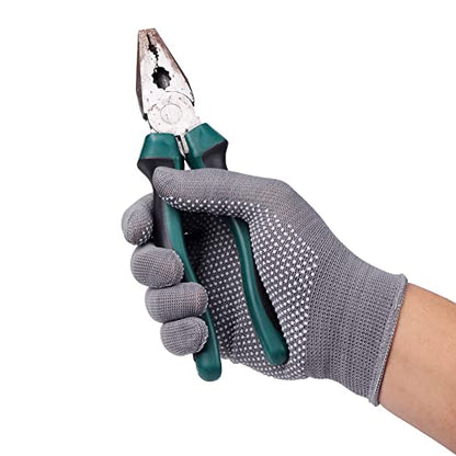 COOHORN 12Pairs Work Gloves Anti-slip Knitted Stretchy Cloth Glove Thin Moist Glove Liners - color: Grey