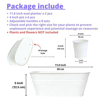 LaLaGreen 11.8 in Deck Metal Rail Planter (8-Piece Combo) Flower Pots White - size: Combo A (8 pack)