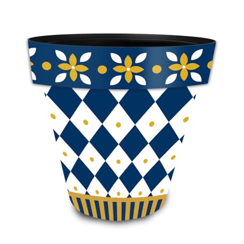Briarwood Lane Everyday Planter 11.75 x 11 x 11 Blue and Gold Medium - color: Bg Checker, size: Medium