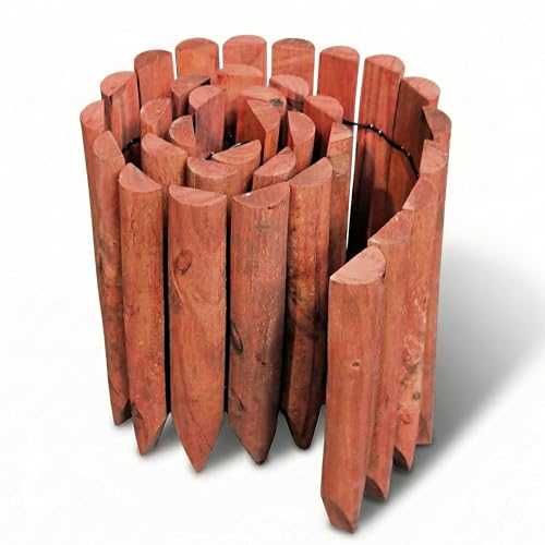 WORTH Garden Edging Border 11.8" H x 42" L, Flexible Short Wood Fence Roll Brick Red Finish, Wooden Lawn Edging for Landscaping, Wood Edging Borders for Flower Beds, Lawn & Tree Borders - color: 1-Pack 11.8"x42"