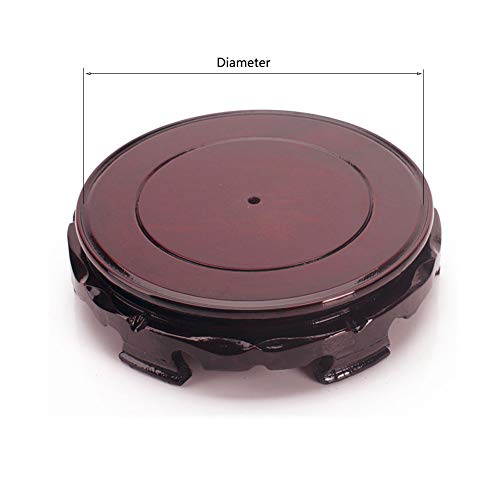 AKOAK Vintage Circular Wooden Vase Aquarium Table Lamp Teapot Base, Stable Home Decoration Display Stand (3") - size: 3"