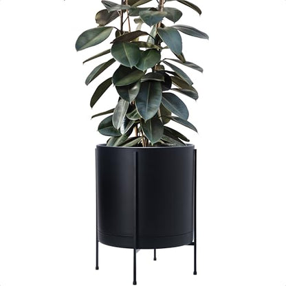 D'vine Dev Plastic Planter Pot with Metal Stand, Black, 16 in, 55-D-B-5 - color: Black, size: 16 Inch