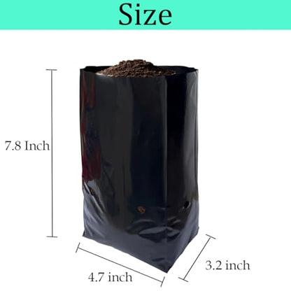 gardtree 1/2 Gallon 100 Pcs Thicken Seedling Nursery Bags, 4.7" x 7.8" Deep Plastic Grow Bags with Drainage Holes, Heavy Duty Plant Starter Pots for Vegetables, Flowers, Succulents and Cuttings - size: 4.7"x7.8"/100PCS