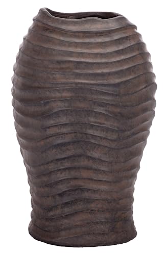 SAFAVIEH Outdoor Patio Furniture Collection - Damian Brown Magnesium Oxide Planter Pot, Rustic Weather-Resistant Garden Décor (PAT5043B) - color: Brown
