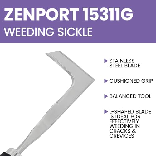 Zenport Crack Weeder Weeding Sickle, 12-Inch