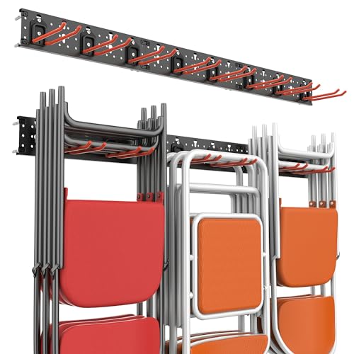 Wallmaster Wall Mount Garage Tool Storage Rack Folding Chair Hangers - size: 8Hooks+3Panels+4MiniBase