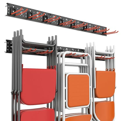 Wallmaster Wall Mount Garage Tool Storage Rack Folding Chair Hangers - size: 8Hooks+3Panels+4MiniBase