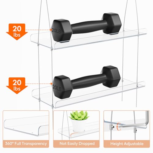 Lifewit 2-Tier Window Plant Shelves, 15" Acrylic Adjustable Hanging Shelf - size: 2-Tier