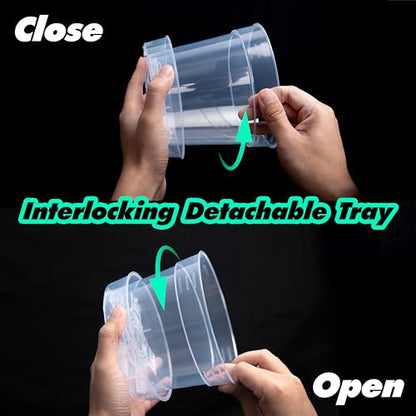 6 Inch Clear Plastic Plant Pot with Drainage Holes, Interlocking & Detachable Tray - Deep Saucer - Durable BPA-Free Plastic, Transparent Design, Raised Base for Airflow, Set of 6, 92-X-A-4 - size: 6" x 4.3"