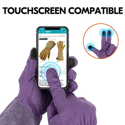 Vgo... Ladies' Synthetic Leather Extended Pig Split Leather Cuff Rose Pruning Thorn Proof Garden Gloves (Size L, Purple,SL6592W) - color: 1 Pair - Purple, size: Women's Large