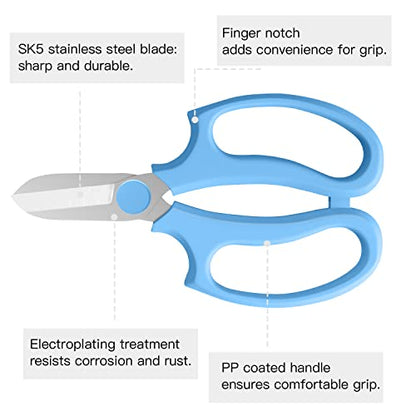 Housolution Flower Scissors, Premium Steel Garden Pruning Shears, Blue - color: Light Blue, size: 1 Pack