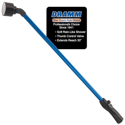 Dramm One Touch Rain Wand Watering Wand – 30 Inch Garden Watering Wand with Thumb Control Valve – Gentle Shower Spray for Plants, Flower Beds & Hanging Baskets – Blue - color: Blue, size: 30 Inches