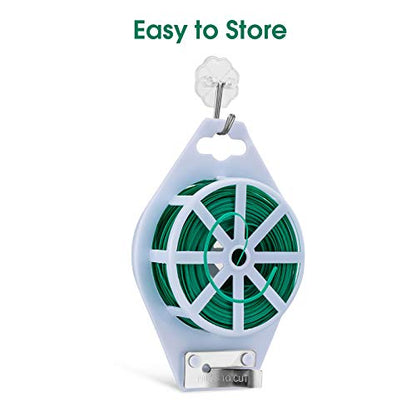 328 Feet (100m) Garden Plant Twist Tie with Cutter Reusable for Plants Growth and Care, Tie Wire Reel for Home and Office Cable Organization, Multifunctional Twist Ties (Green) Rool for Cord & Bag