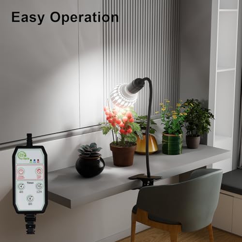 GooingTop Grow Light,24W (160Watts Equiv) 5000K White Full Spectrum LED Growing Lamp Clip on Desk for Indoor Plants,Bulbs Replaceable & Non-dimmable (Black, 80W) - size: 80W