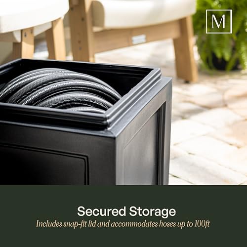 Mayne Fairfield Garden Hose Bin - Black - 17in L x 17in W x 18in H - Holds up to 100 ft. of standard garden hose (5858-B) - color: Black
