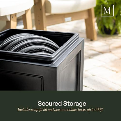 Mayne Fairfield Garden Hose Bin - Black - 17in L x 17in W x 18in H - Holds up to 100 ft. of standard garden hose (5858-B) - color: Black