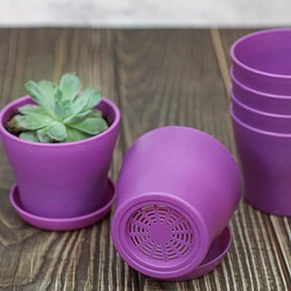 TDHDIKE 10 Pcs Plastic Planters Indoor Flower Plant Pots (Purple) - color: Purple