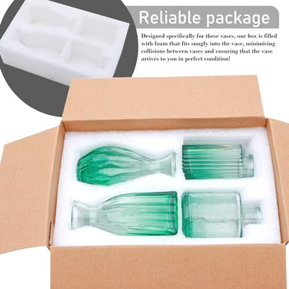 Glass Bud Vases Set of 4, Small Green Flower Vases for Wedding Centerpiece - color: Green