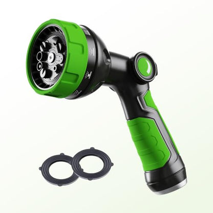 Hose Sprayer Nozzle Heavy Duty - 10 Spray Patterns Garden Hose Nozzle with Adjustable Flow Control for Watering Plants, Washing Cars,Washing Pets, Thumb Control (Green) - color: Green