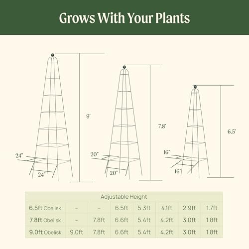 Vego Garden 9 ft Pyramid Obelisk Garden Trellis, Metal Rustproof Plant Support - size: 9 Ft