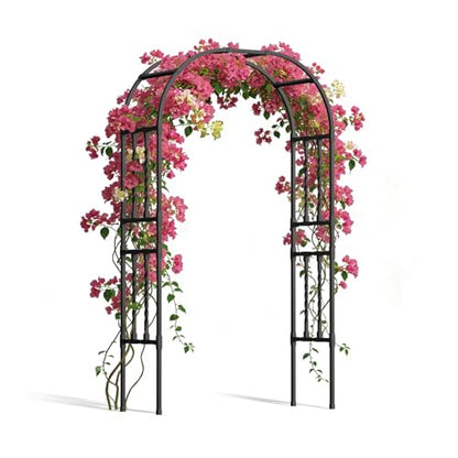 Square Tube Metal Garden Arch Trellis for Climbing Plants,4.9x7.9FT - color: 4.9 FT L/Black, size: Full Arch