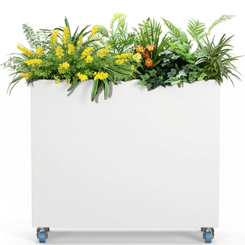 HAYOHRT White 38in Flower Planter with Drainage Holes & Removable Shelf Large Rectangular Planter for Outdoor Indoor Patio Porch 38 x 13 x 30inch Modern Design for Plants Flowers Vegetables Fruits - color: White, size: 38x13x30''(LxWxH)