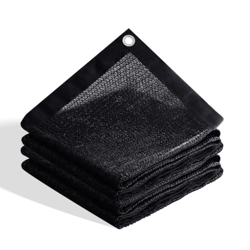 VICLLAX 70% Shade Cloth, 8x8FT Durable Black Mesh Trap with Every 3 FT Grommet, Sun Shade Fabric Netting for for Plants Cover, Greenhouse, Chicken Coop, Barn Kennel, Garden Patio - size: 70%-08 x 08 FT