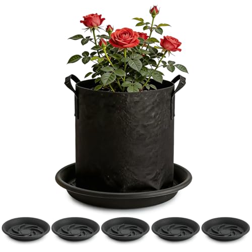 12 Inch Plant Saucers for Pots 5P, Pot Elevator for Grow Bags Drip Trays - size: 12IN-5P